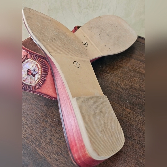 J.Jill Coral Sequence Bohemian Leather Thong Sandals-Size 7 - Picture 7 of 7